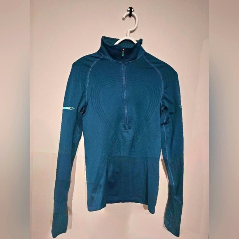 Lululemon Its Rulu Run Ribbed Cropped Half Zip - Teal Size 6